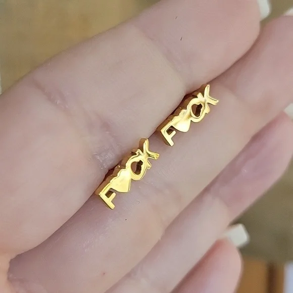 F BOMB Profanity Stud Earrings, choice of color - Picture 7 of 9